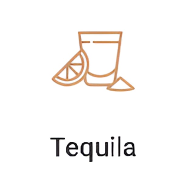 Outline icon of a tequila shot glass with a lime wedge and salt.