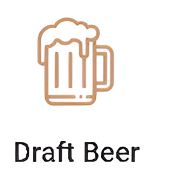 Outline icon of a frothy mug of draft beer above the text "Draft Beer".