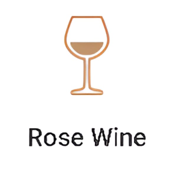 Stylized icon of a wine glass filled with rose wine, with the text "Rose Wine" below it.