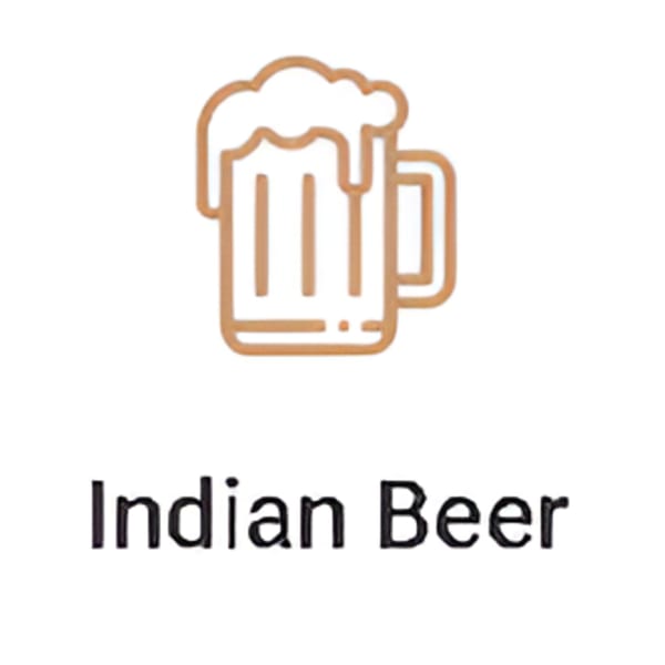 Outline icon of a beer mug with foam, labeled "Indian Beer" below it.
