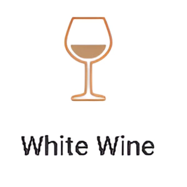 Stylized icon of a wine glass filled with white wine, with "White Wine" text below.